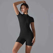 Yoga Set Women's Jumpsuits One-Piece Suit Zipper Short Sleeve Gym Push Up Workout Clothes Fitness Bodysuit Sportswear Tracksuit