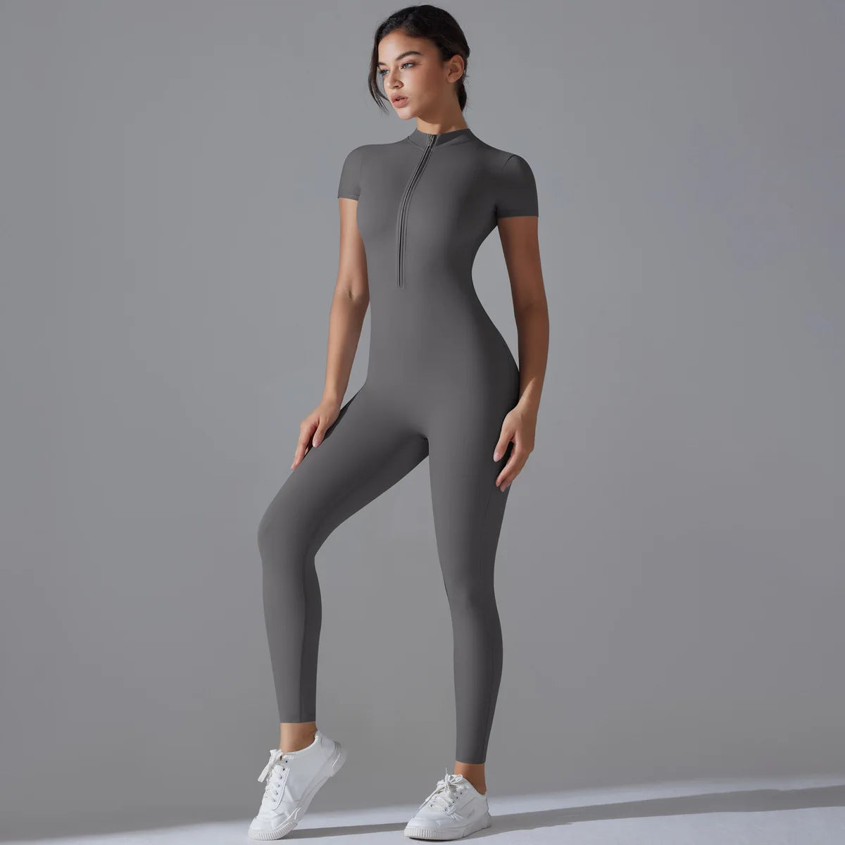 Quick-Dry Naked-Feel Zipper Yoga Jumpsuit