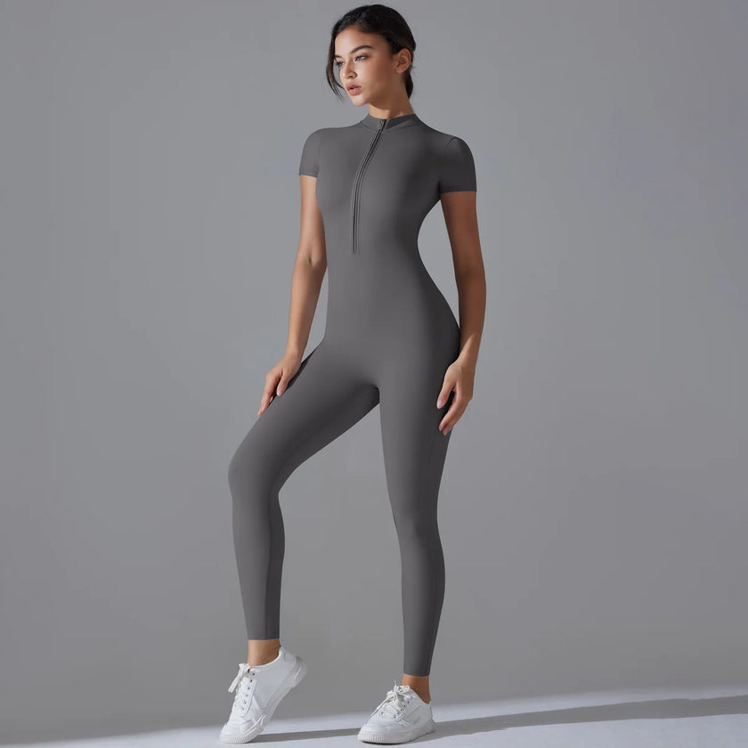 Quick-Dry Naked-Feel Zipper Yoga Jumpsuit