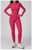 Long Sleeve Zipper Yoga Bodysuit One-Piece Tracksuit