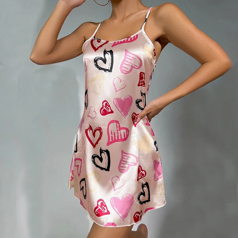 Luxurious Satin Floral Slip Nightdress