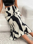Graphic Print Pleated Midi Skirt