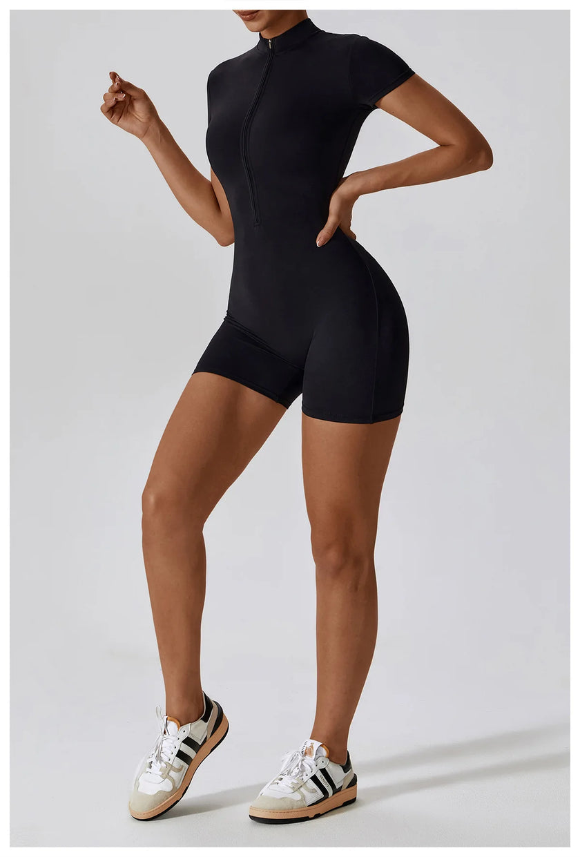 Push-Up Zipper Yoga Bodysuit Dance & Gym Jumpsuit