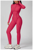 Long Sleeve Zipper Yoga Bodysuit One-Piece Tracksuit