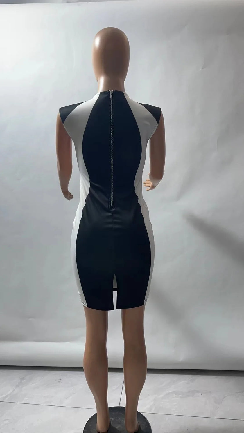 Colorblock Sleeveless Mini Dress