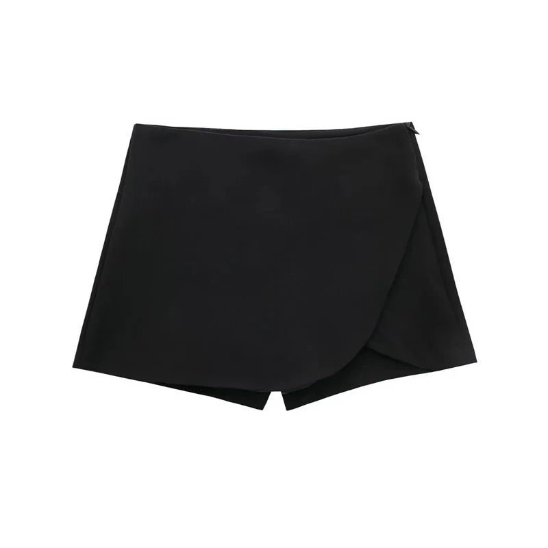 Asymmetric High Waist Mini Skort