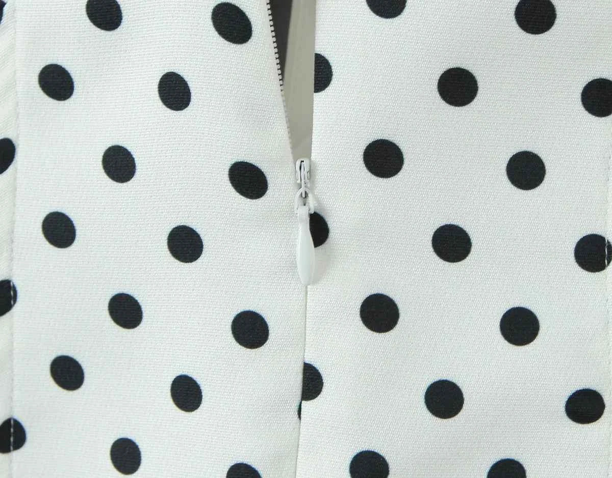 Retro Polka Dot Deep V Halter Mini Dress