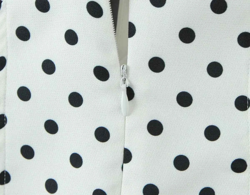 Retro Polka Dot Deep V Halter Mini Dress