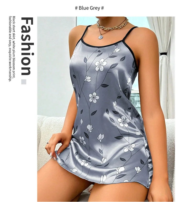 Luxurious Satin Floral Slip Nightdress