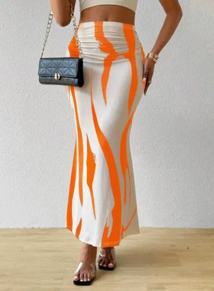 Zebra Print Pleated Midi Skirt