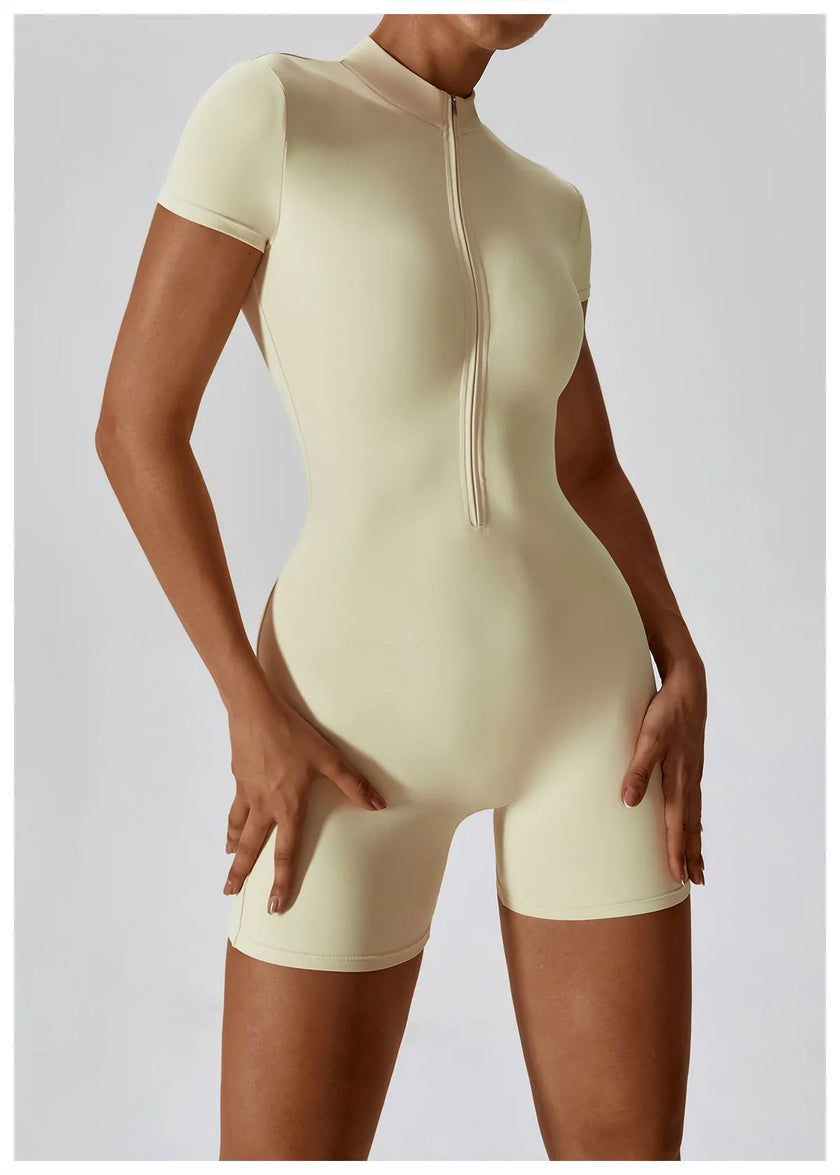 Push-Up Zipper Yoga Bodysuit Dance & Gym Jumpsuit
