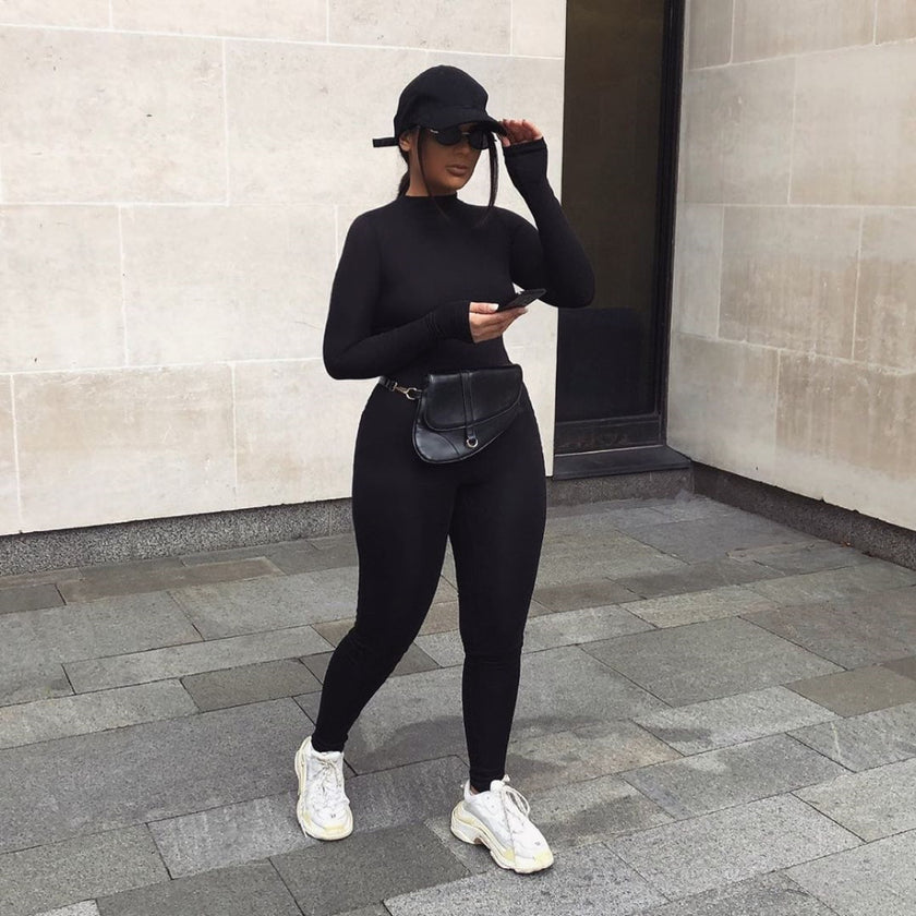 Long Sleeve Bodycon Sport Fitness Jumpsuit Romper