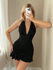 Backless Halter Mini Dress