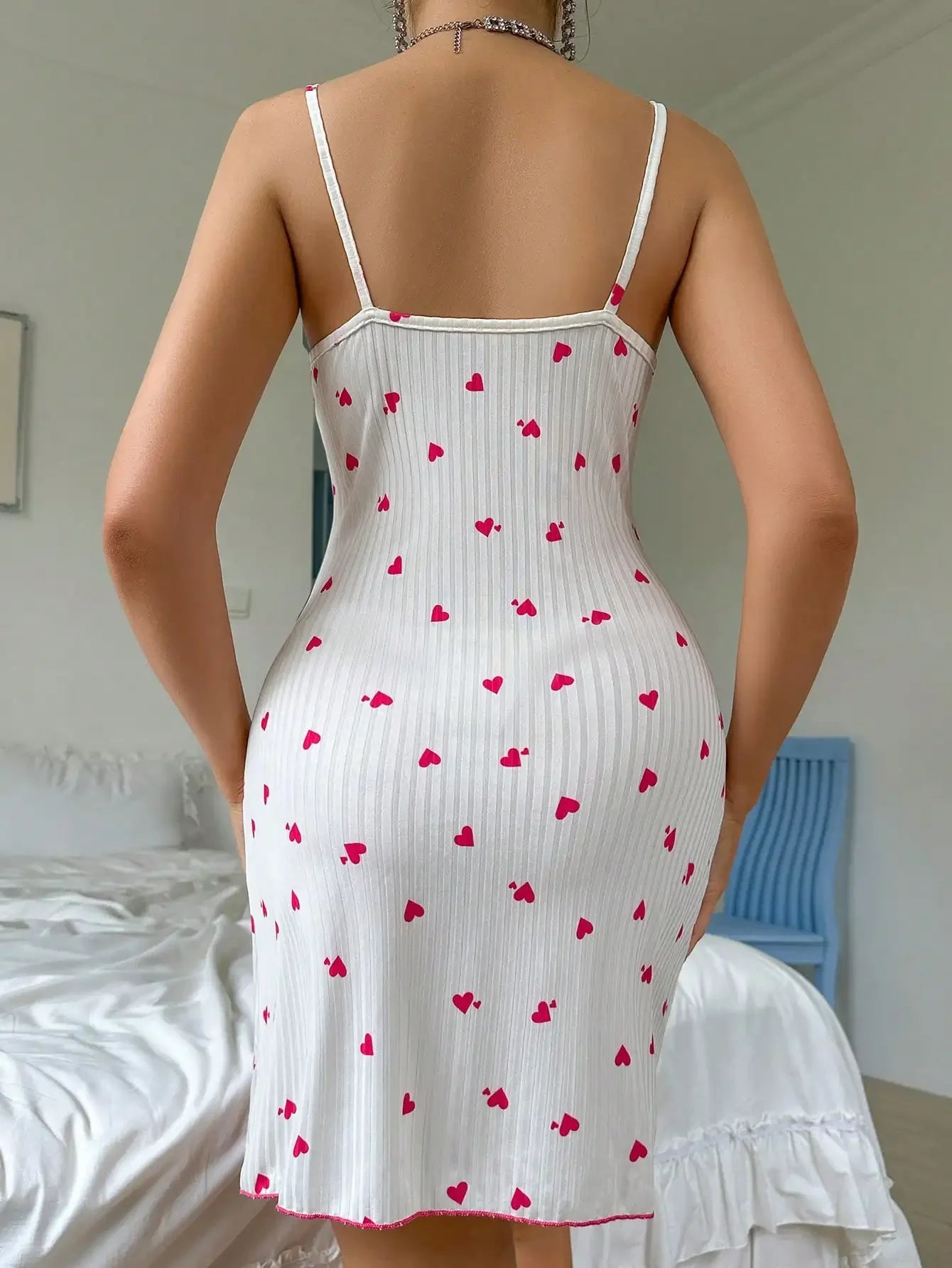 Bow Heart Print Sleep Dress
