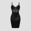 Lace Floral Pleated Bodycon Dress