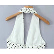 Retro Polka Dot Deep V Halter Mini Dress