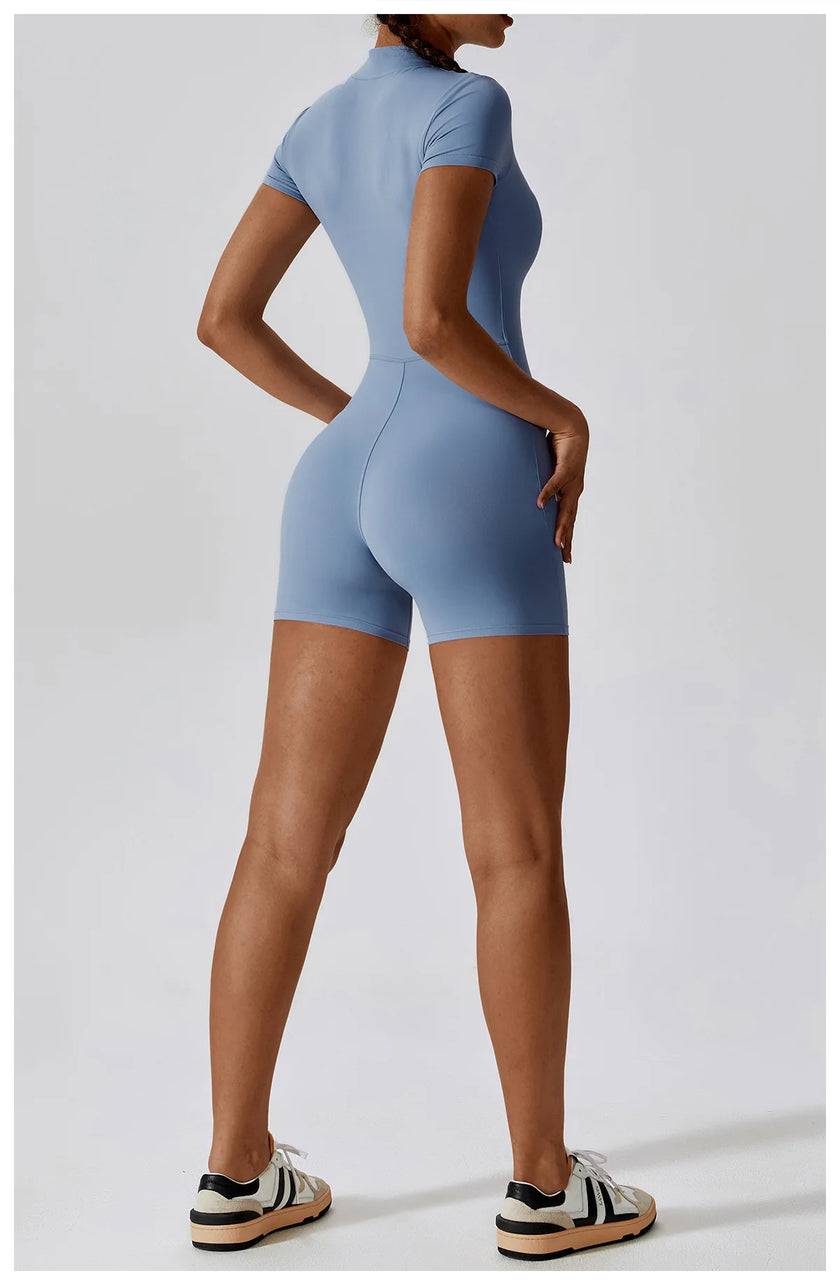 Push-Up Zipper Yoga Bodysuit Dance & Gym Jumpsuit