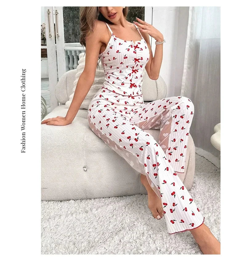 Mesh Lace Strap Pajama Set