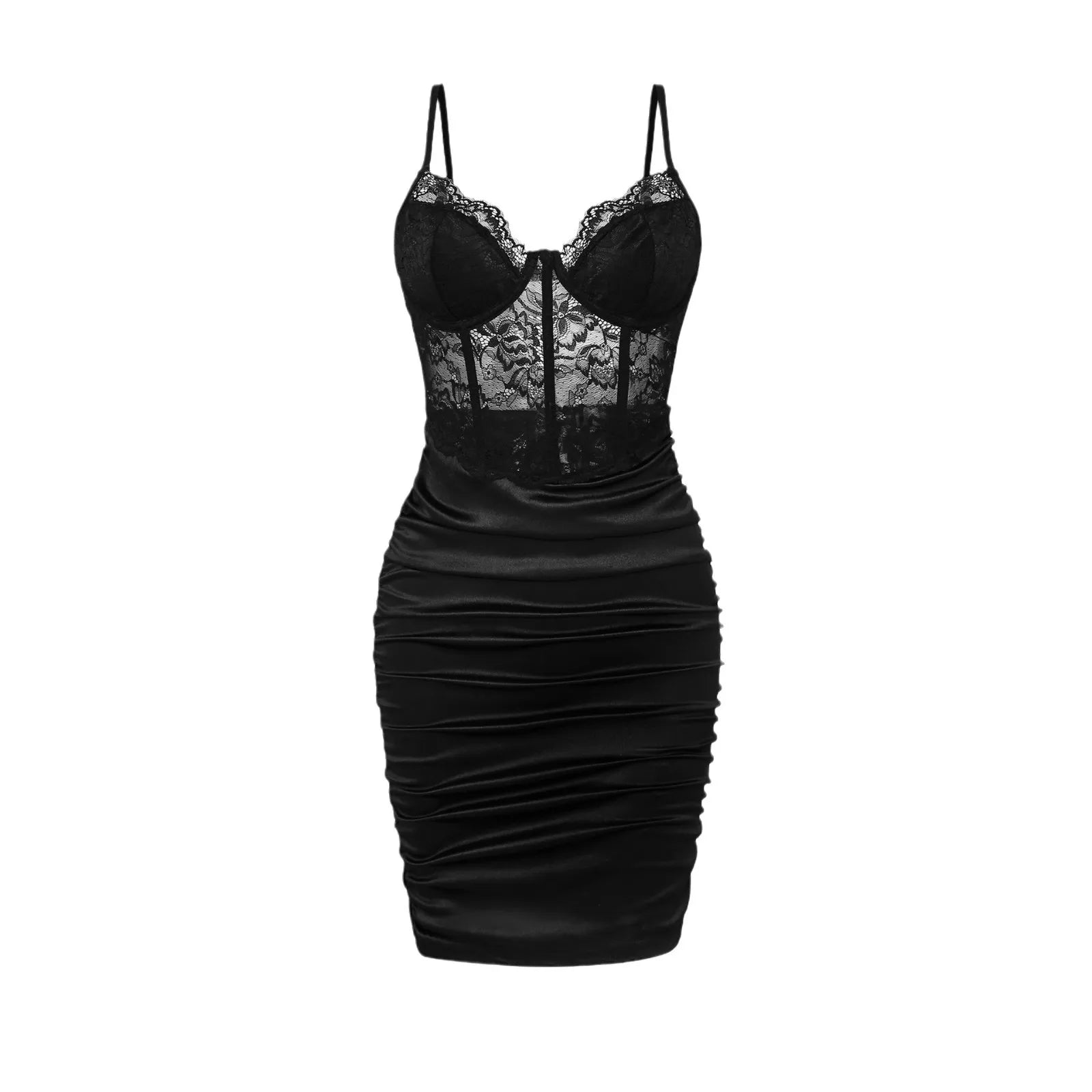 Lace Floral Pleated Bodycon Dress