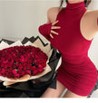 High Neck Pleated Bodycon Dress