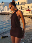 Lace Up Backless Bodycon Mini Dress