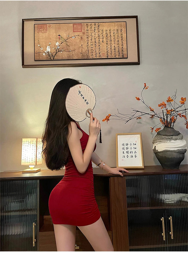 High Neck Pleated Bodycon Dress