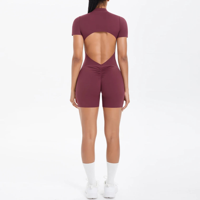 Backless Hollow-Out Push-Up Zipper Yoga Jumpsuit