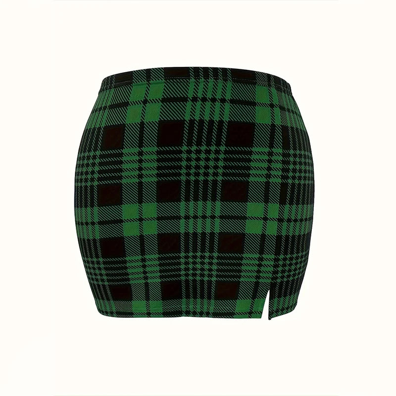 Plus Size Plaid Pencil Mini Skirt