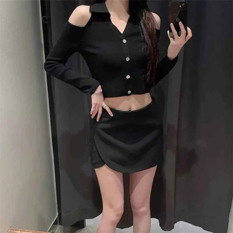 Asymmetric High Waist Mini Skort