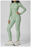 Long Sleeve Zipper Yoga Bodysuit One-Piece Tracksuit