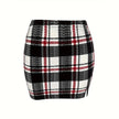 Plus Size Plaid Pencil Mini Skirt