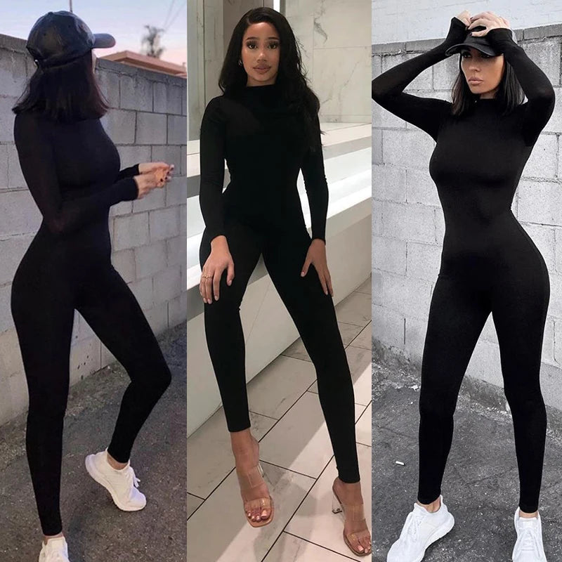 Long Sleeve Bodycon Sport Fitness Jumpsuit Romper