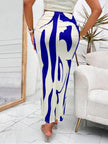 Zebra Print Pleated Midi Skirt