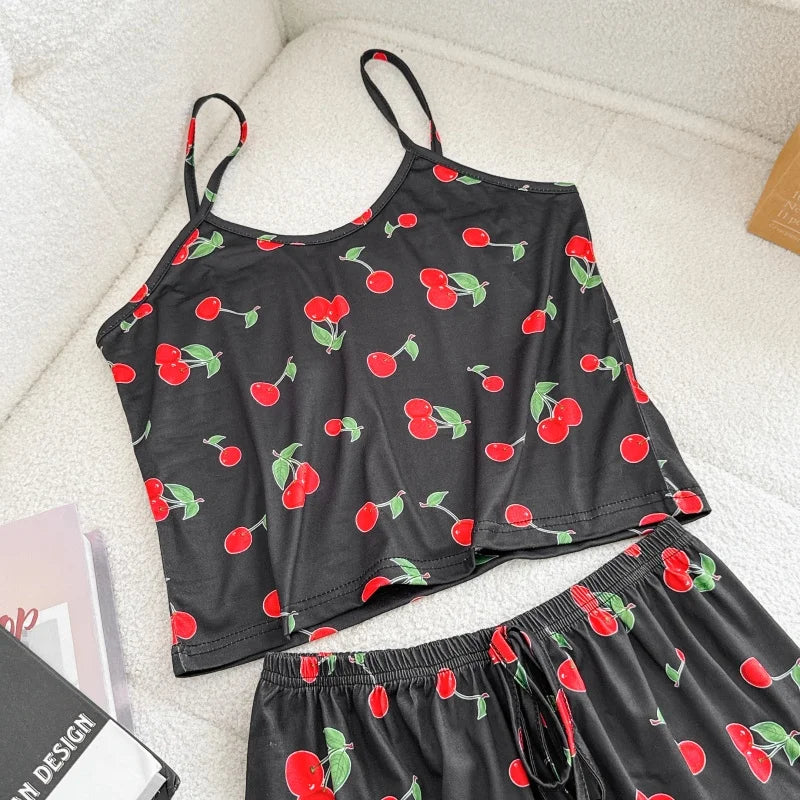 Ice Silk Print Pajama Set