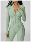 Long Sleeve Zipper Yoga Bodysuit One-Piece Tracksuit