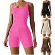 Stretch One-Piece Yoga Bodysuit & Short Tracksuit Set