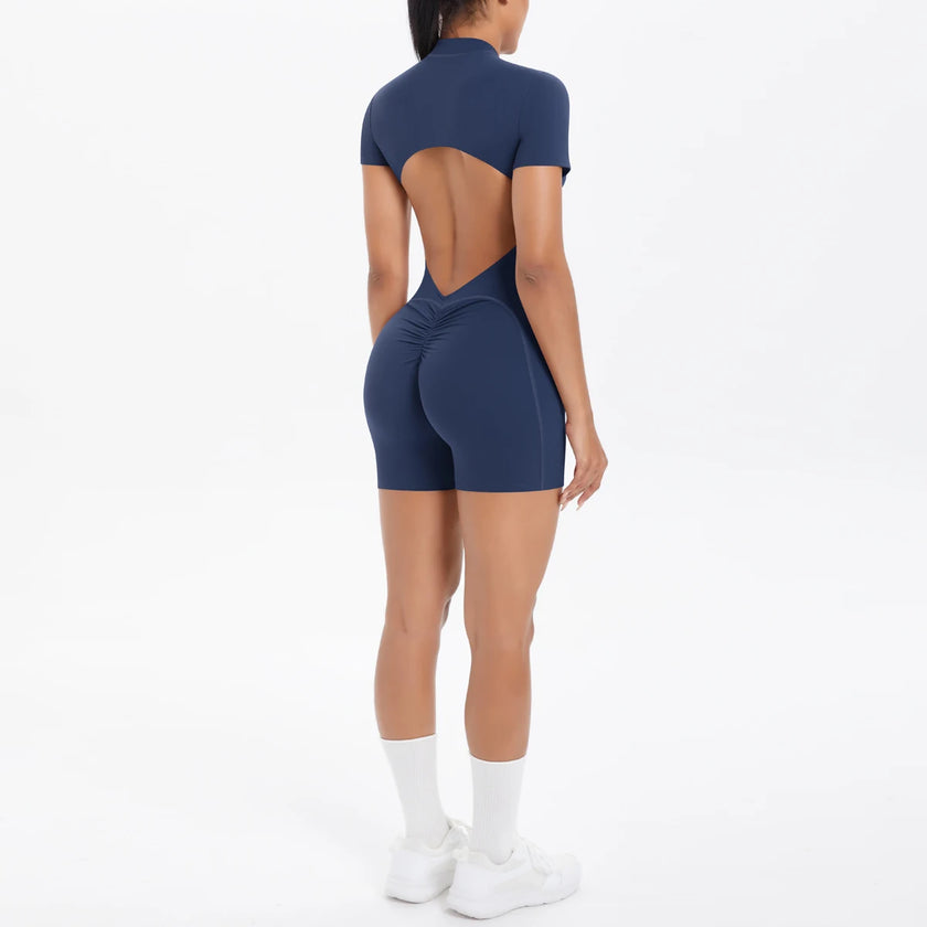 Backless Hollow-Out Push-Up Zipper Yoga Jumpsuit