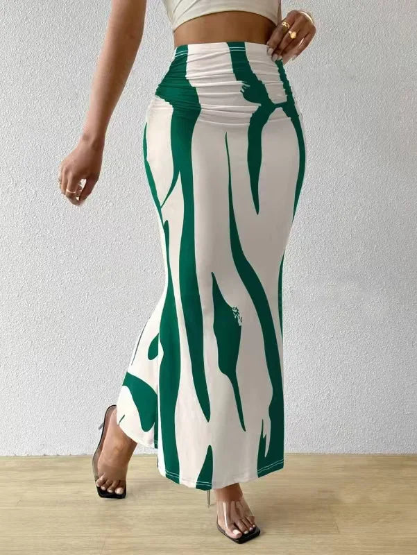 Zebra Print Pleated Midi Skirt