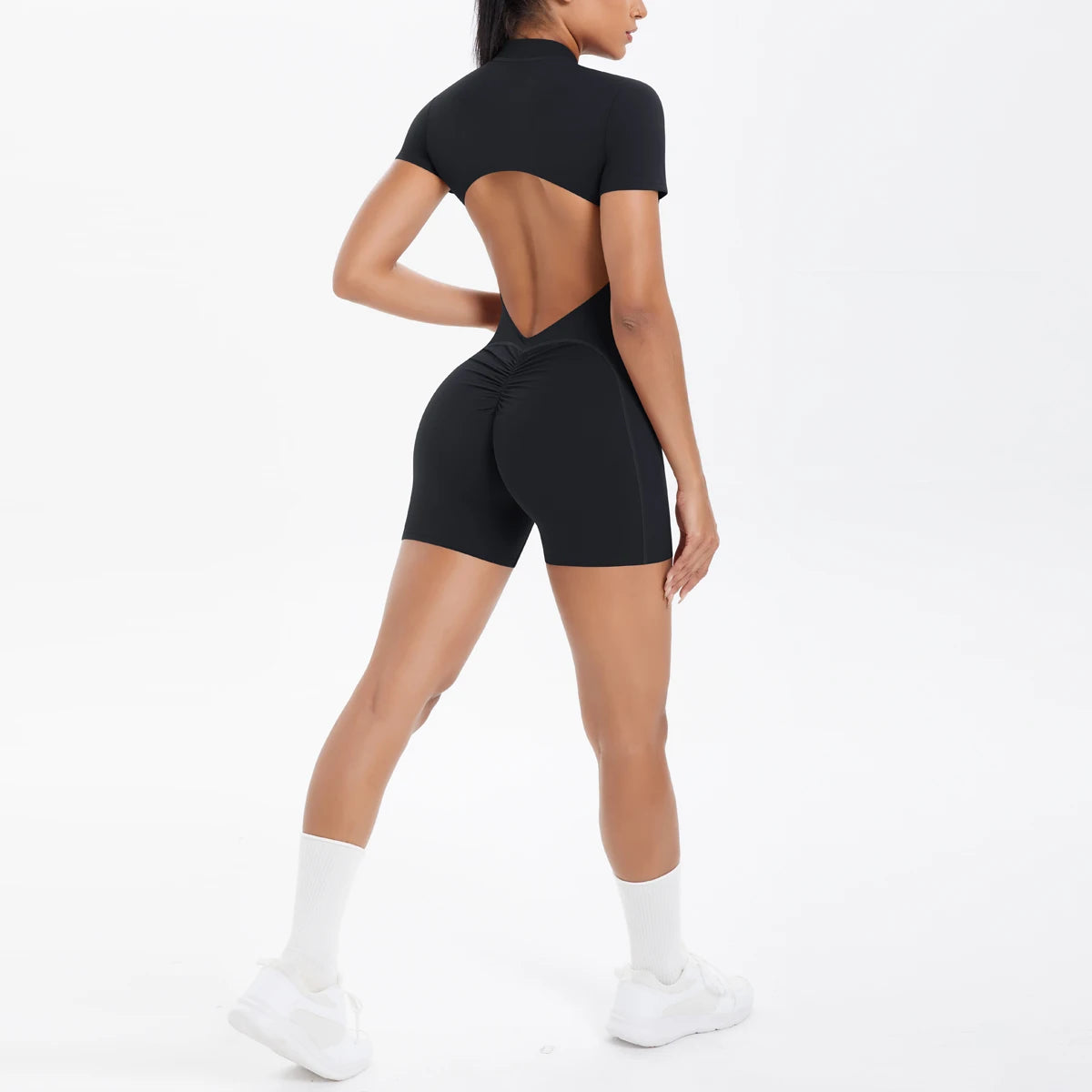 Backless Hollow-Out Push-Up Zipper Yoga Jumpsuit