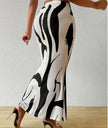 Zebra Print Pleated Midi Skirt