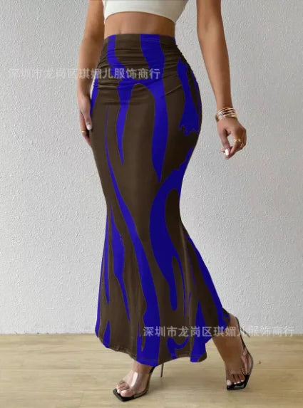 Zebra Print Pleated Midi Skirt