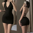 Halter Backless Wrap Mini Dress