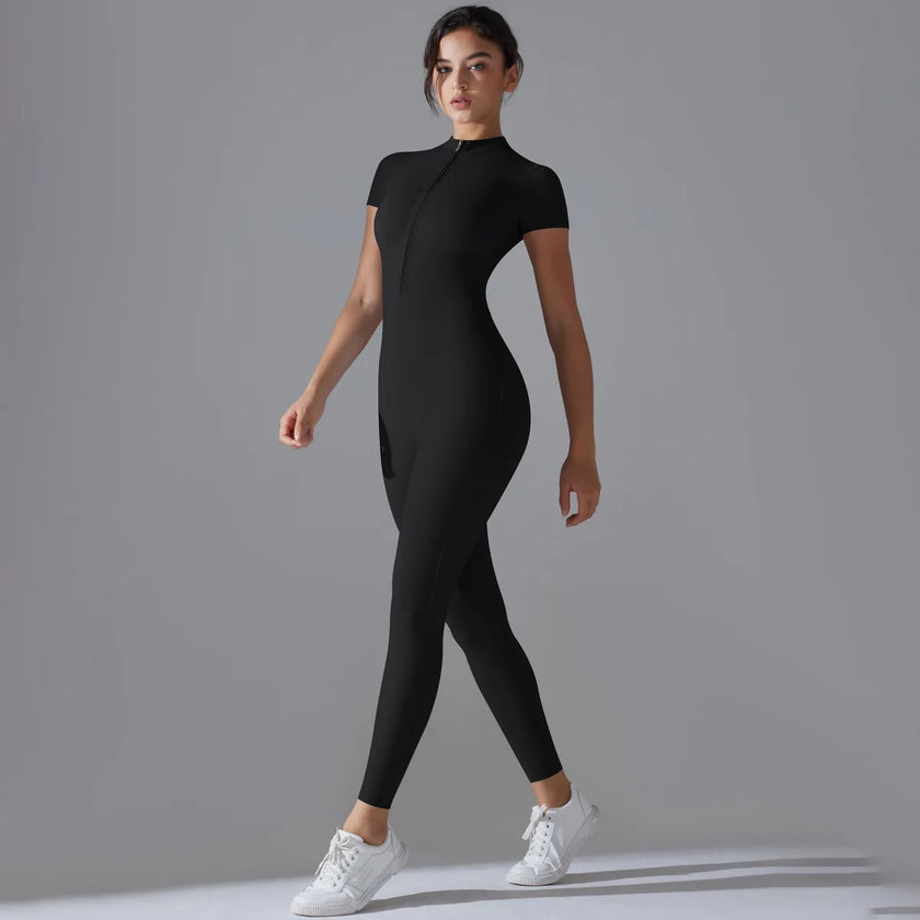 Quick-Dry Naked-Feel Zipper Yoga Jumpsuit