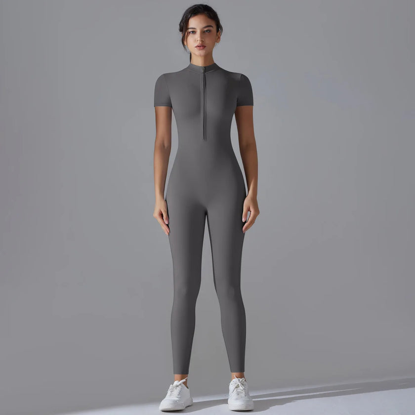 Quick-Dry Naked-Feel Zipper Yoga Jumpsuit