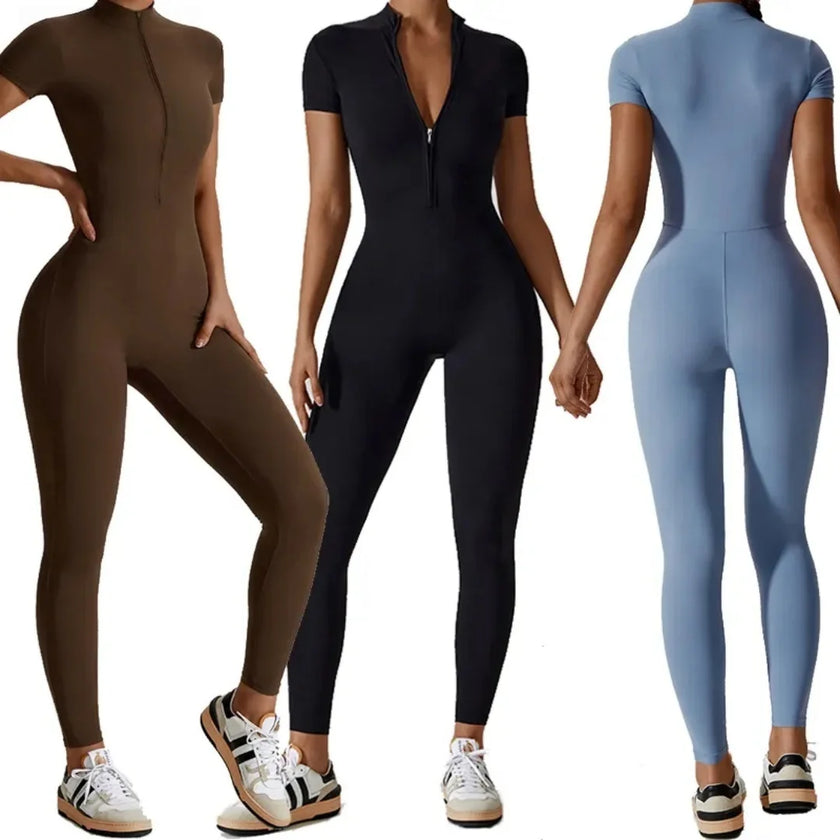 Quick-Dry Naked-Feel Zipper Yoga Jumpsuit