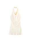 Satin Backless Halter Mini Dress
