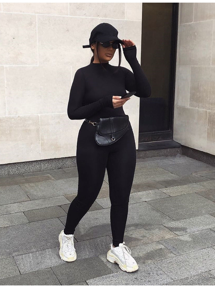 Long Sleeve Bodycon Sport Fitness Jumpsuit Romper