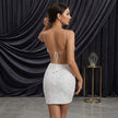 Sequin Spaghetti Strap High Waist Mini Dress