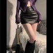 PU Leather High Waist Mini Skirt