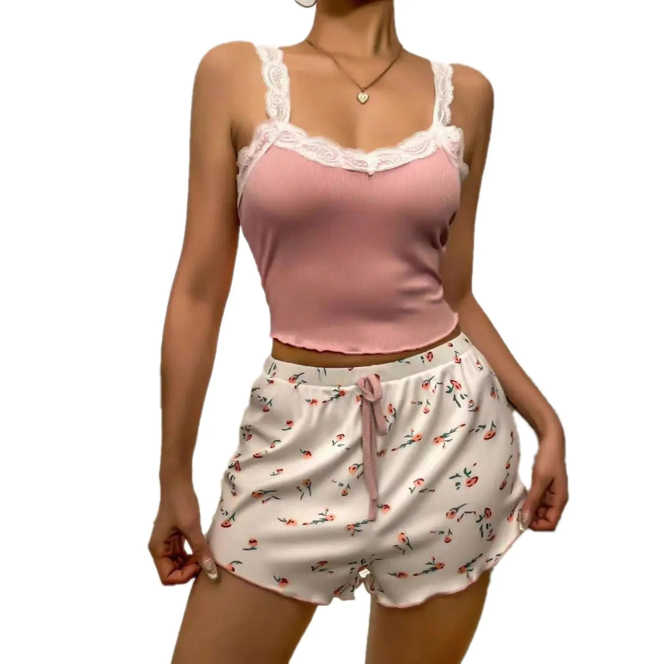 Lace V-Neck Cami Pajama Set